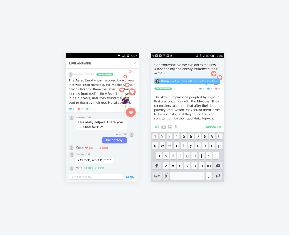 Brainly live answering screens